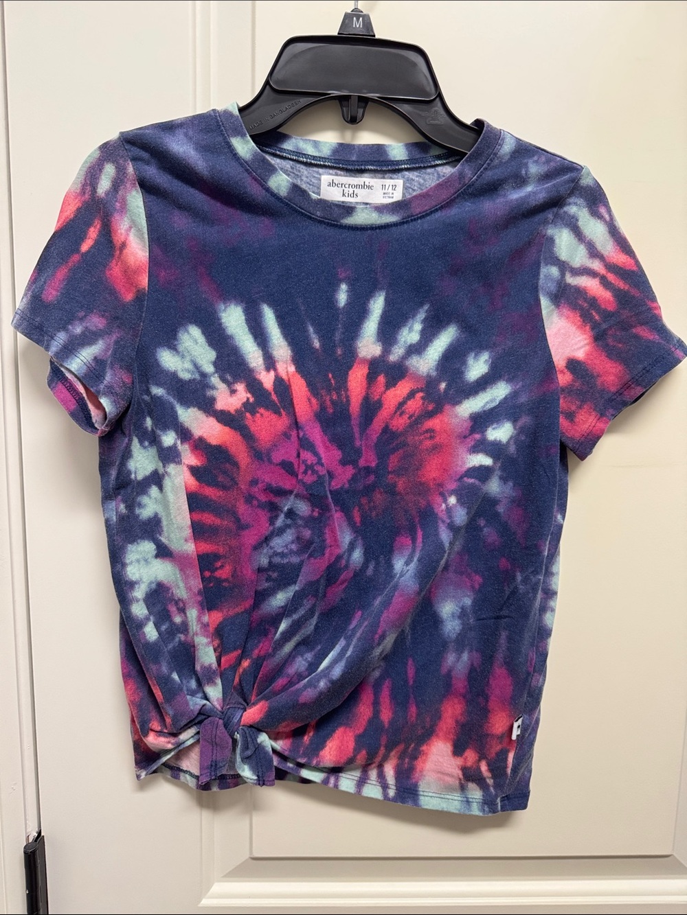 abercrombie kids Tie-Dye Short Sleeve Knot Tee - Navy, Pink & Mint